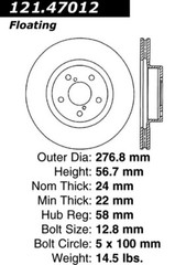 Front Disc Brake Rotor for FR-S, BRZ, Impreza, 9-2X, Legacy+More (121.47012)