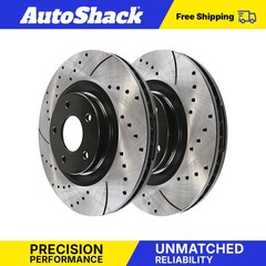 Front Drilled Brake Rotors Black Pair 2 for Jeep Wrangler JK 2007-2017 Wrangler