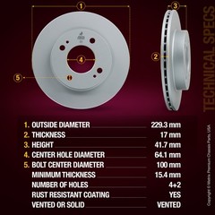 Front Disc Brake Rotor for 2014-2015 Mitsubishi Mirage 2PC 4615A105 9.03 in