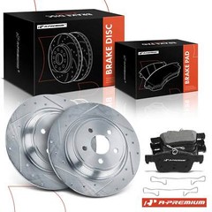 A-Premium Drilled Brake Rotors + Brake Pads Rear for Ford Fusion Edge Lincoln