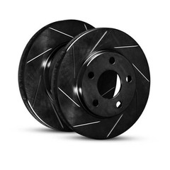 R1 Concepts Rear Right Slotted Black Brake Rotor for Honda Civic Coupe 2006-2015