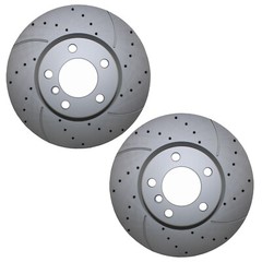 Bison Performance Pair Front Drilled Coat 330mm Brake Rotors for F22 F23 F30 F36