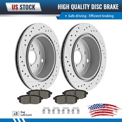 Rear Drilled Brake Rotors + Ceramic Pads Kits for 2014 – 2018 Subaru Forester