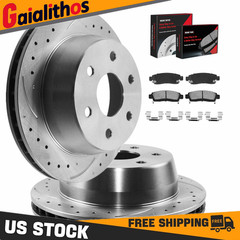 325mm Rear Drilled Rotors Brake Pad For 2002-2009 Chevy Trailblazer GMC Envoy