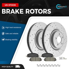 Front Drilled Brake Rotors + Pads Kits for 2020-2023 Explorer Police SUV Aviator