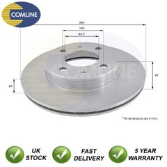 Brake Disc Front Comline Fits Hyundai Accent 1995-2006 1.3 1.5 CRDi 1.6 #1