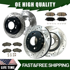 11.89″Front 12.44″ Rear Drilled Rotors Brakes Ceramic Pads Fit Jeep Wrangler
