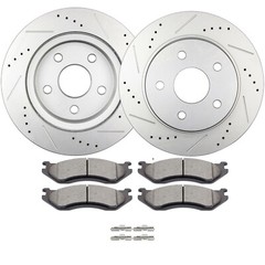 Front Drilled Rotors + Ceramic Brake Pads for 2004 2005 Dodge RAM 1500 Durango