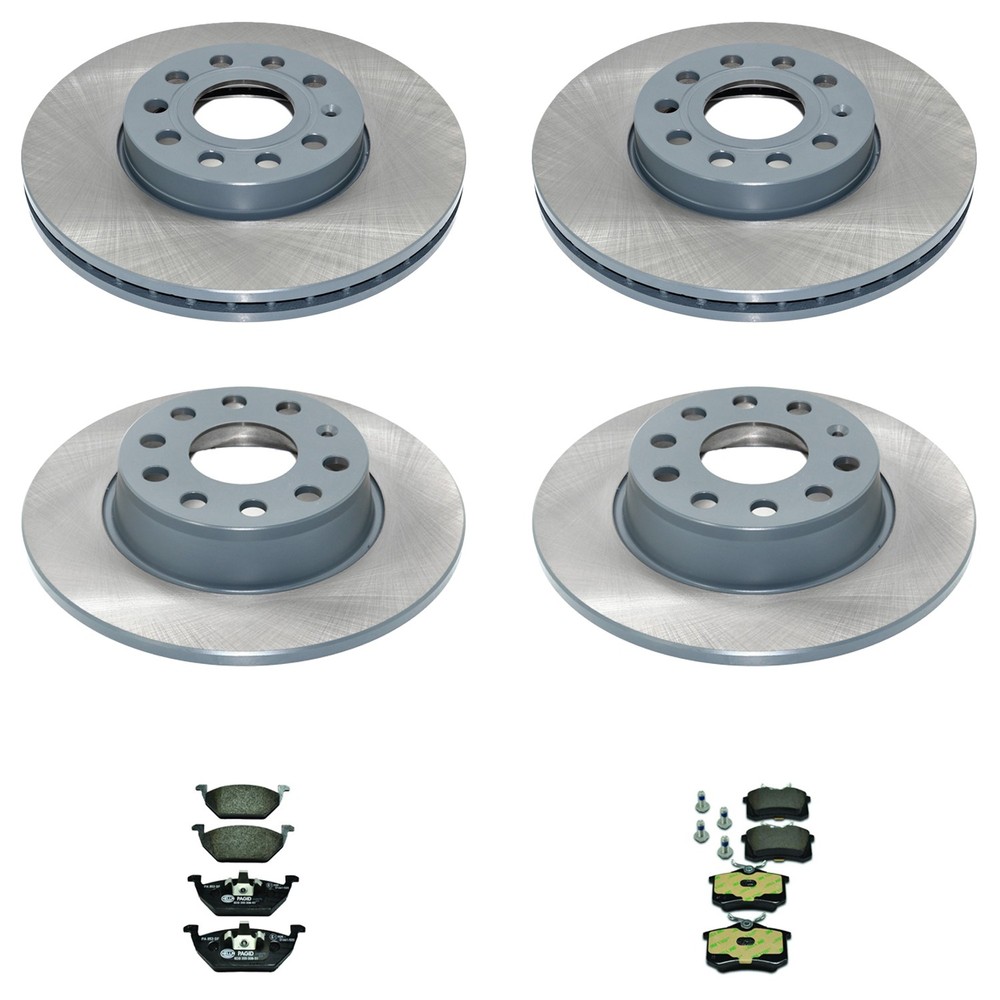 DuraGo Front Rear Rotor Hella Low-Met Brake Pad Kit for Jetta 2.0L L4 CBPA 13-15