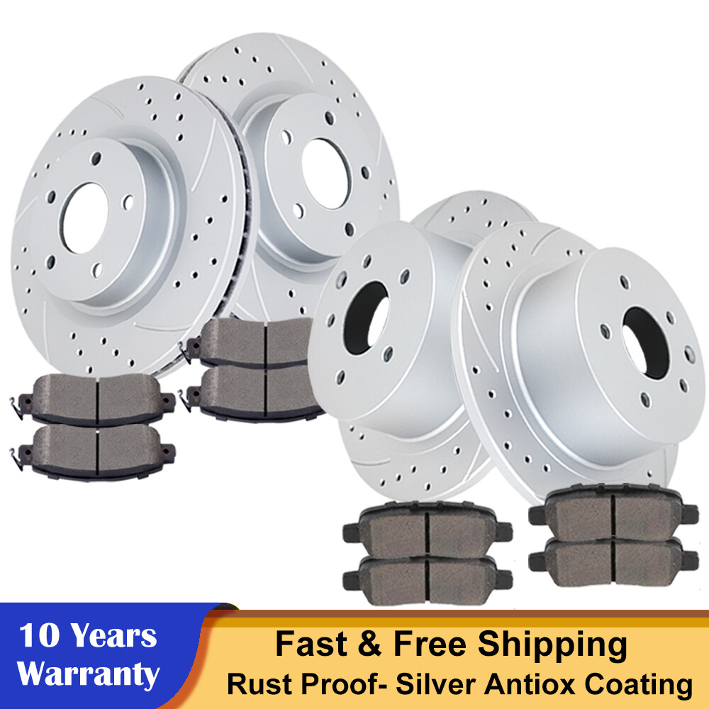 Front Rear Drilled Rotors Disc Ceramic Brakes Pads Fit 2013 – 2023 Nissan Altima