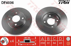 Fits Ford Focus 1.4 1.6 1.8 2.0 Petrol 1.8 Diesel 98-05 Front Brake Disc’s 258mm