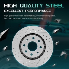Rear Drilled Brake Rotors+Ceramic Pads for 2023 Toyota Sequoia 2022-2023 Tundra