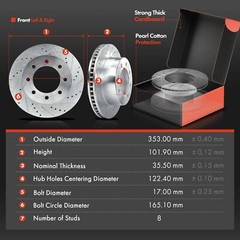 Front & Rear Drilled Rotors & Brake Pads for Dodge Ram 1500 06-08 Ram 2500/3500