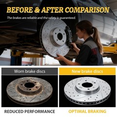 For Mercedes-Benz C300 C400 C350e Front & Rear Drilled Disc Rotors Brake Pads