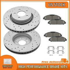 Front Drilled Brake Rotor Ceramic Brake Pad For 2015-2018 2019 2020 Ford Mustang