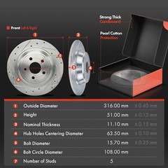 Rear Drilled Brake Rotors + Brake Pads for Ford Edge Fusion Lincoln Continental