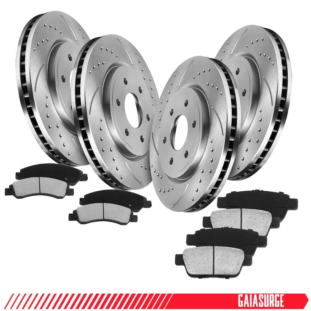 Front and Rear Disc Rotors Ceramic Brake Pads for 2010 2011 Ford F-150 6-Lugs
