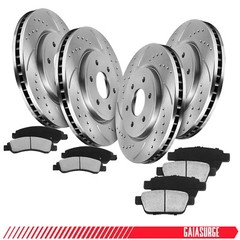 Front and Rear Disc Rotors Ceramic Brake Pads for 2010 2011 Ford F-150 6-Lugs