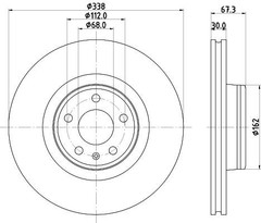 Hella Brake Disc Set Front High 338mm x 30mm 05/06 x 112mm For AUDI A6 C8 OEM
