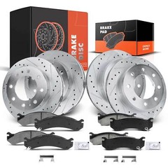 12x Drilled Brake Rotor Ceramic Brake Pad for Chevy Silverado GMC Sierra Hummer