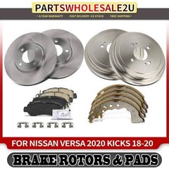 Front Disc Brake Rotors & Pads + Rear Brake Drums & Shoe for Nissan Kicks 18-20