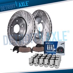 5-Lug Front Drilled Rotors Brake Pads +24pc Lug Nuts for 2012 2013-2018 Ram 1500