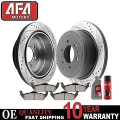 Fits 2004-2008 Ford F-150 Lincoln Mark LT Rear Drilled Rotors Ceramic Brake Pads