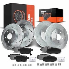 Front & Rear Drilled Brake Rotors and Ceramic Brake Pads for Scion xB 2008-2015