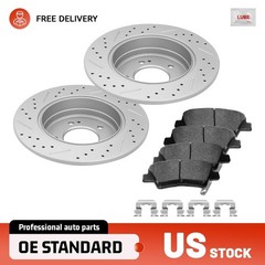 Rear Drilled Rotors & Brake Pads W/Clips for Hyundai Sonata 2011-2014 Kia Optima