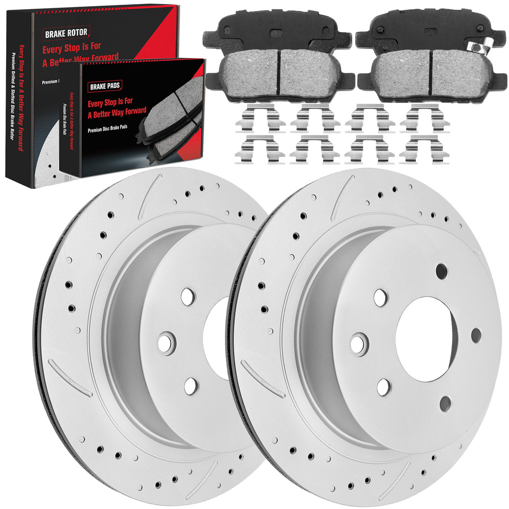 REAR Drilled Brake Rotors Ceramic Brake Pads for Nissan 350Z Rogue Infiniti G35