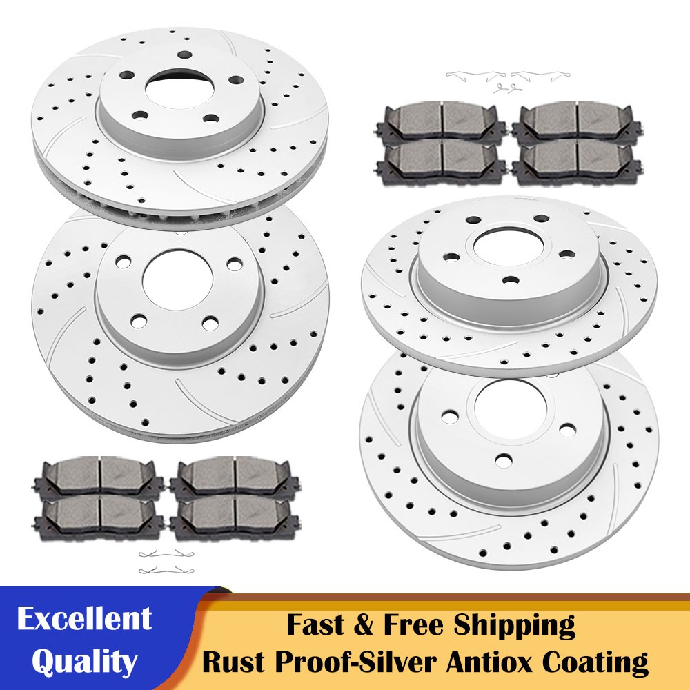 278mm Front Rear Slotted Brake Rotors Pads Kits Fit for 2012 – 2018 Ford Focus