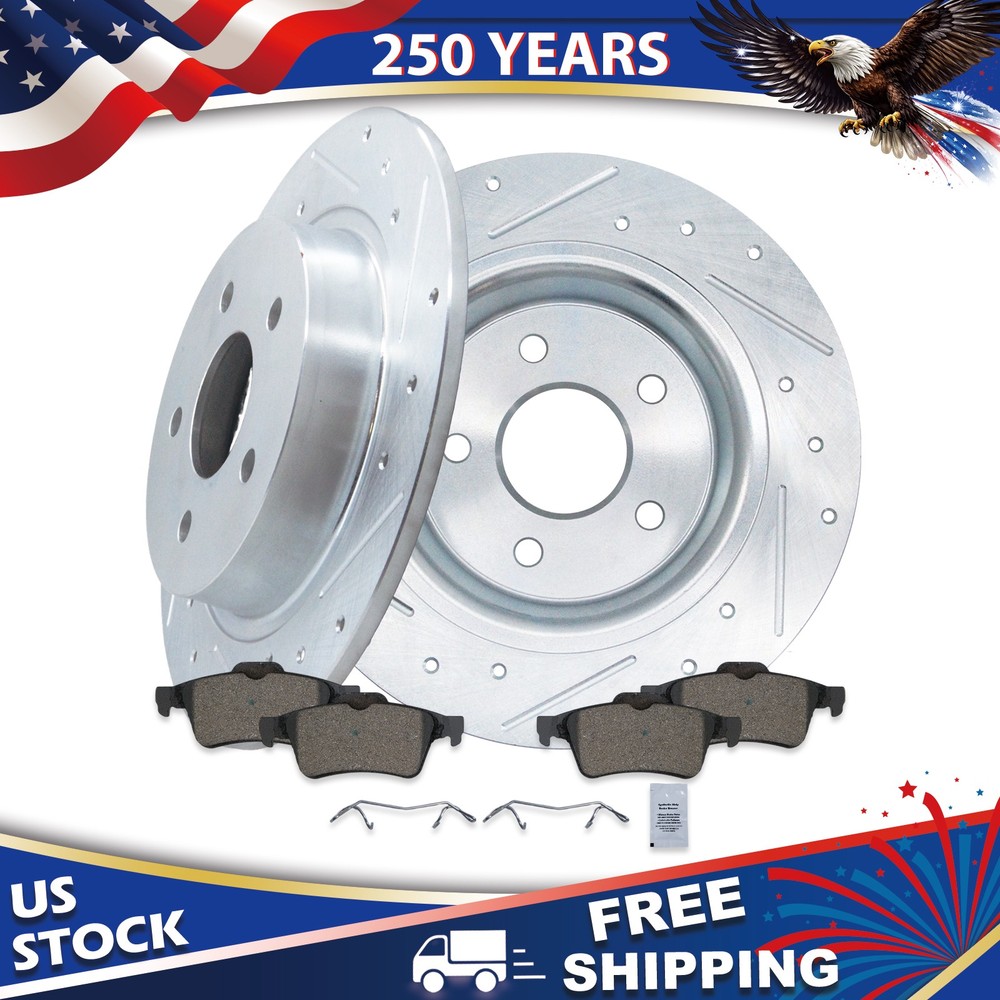 Rear Drilled Slotted Rotors Pads for 2014-2016 Ford Escape Transit Connect
