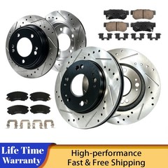 Front&Rear DRILLED Brake Rotors+Ceramic Pads Fit 2007 2008 2009 Elantra Hyundai