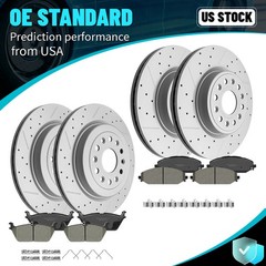 378mm Front 375mm Rear Disc Rotors Ceramic Brake Pads Set For RAM 1500 2019-2025