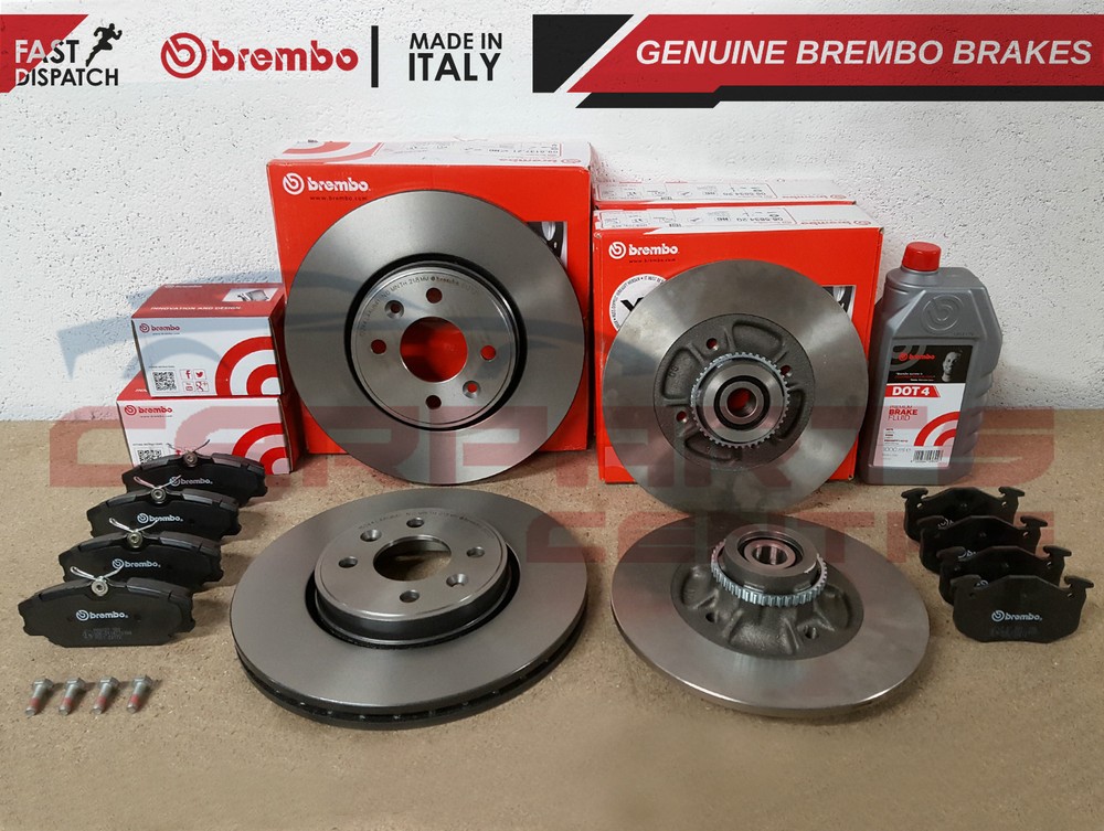 FOR RENAULT CLIO SPORT 172 182 BREMBO BRAKE DISCS ABS BEARINGS PADS 1L FLUID