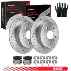 For Toyota Avalon Camry Lexus ES350 Front & Rear Drilled Rotors Brake Pads Kits