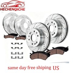 Front Rear Drilled Rotors Brake Pads for Chevy GMC Silverado Sierra 1500 US