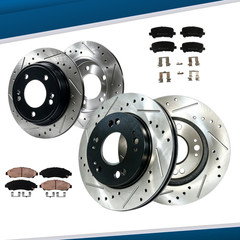 Front Rear Rotors Drilled Brake Ceramic Pads Kit Fit 2012 – 2014 Honda Pilot