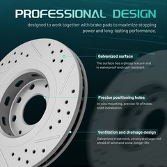 Rear Drilled Brake Rotors+Ceramic Pads for 2023 Toyota Sequoia 2022-2023 Tundra