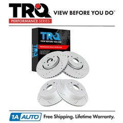 TRQ Front & Rear Performance Drilled Slotted Coated Rotor Kit for Lexus New