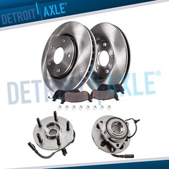 6pc Front Disc Brake Rotors Pad + Wheel Hub w/ABS Kit for 2005-2010 Dodge Dakota
