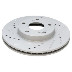 TRQ Performance Drilled Slotted Rotor & Posi Ceramic Brake Pad Front Set