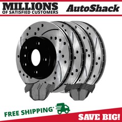 Front & Rear Drilled Slotted Brake Rotors Black & Pads for BMW 330Ci 330i 330xi