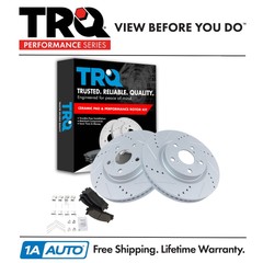 TRQ Front Performance Drilled & Slotted Brake Rotor & Posi Ceramic Pad Set