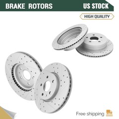 Front Rear Drilled Slotted Brake Rotors for