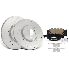 Front Drilled Brake Rotor & Ceramic Brake Pads for BMW 528i 535i GT 550i 740Li