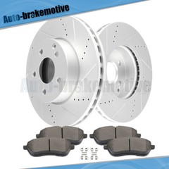 Front Drilled Brake Rotors & Ceramic Pads For Mercedes-Benz C250 C300 SLK250