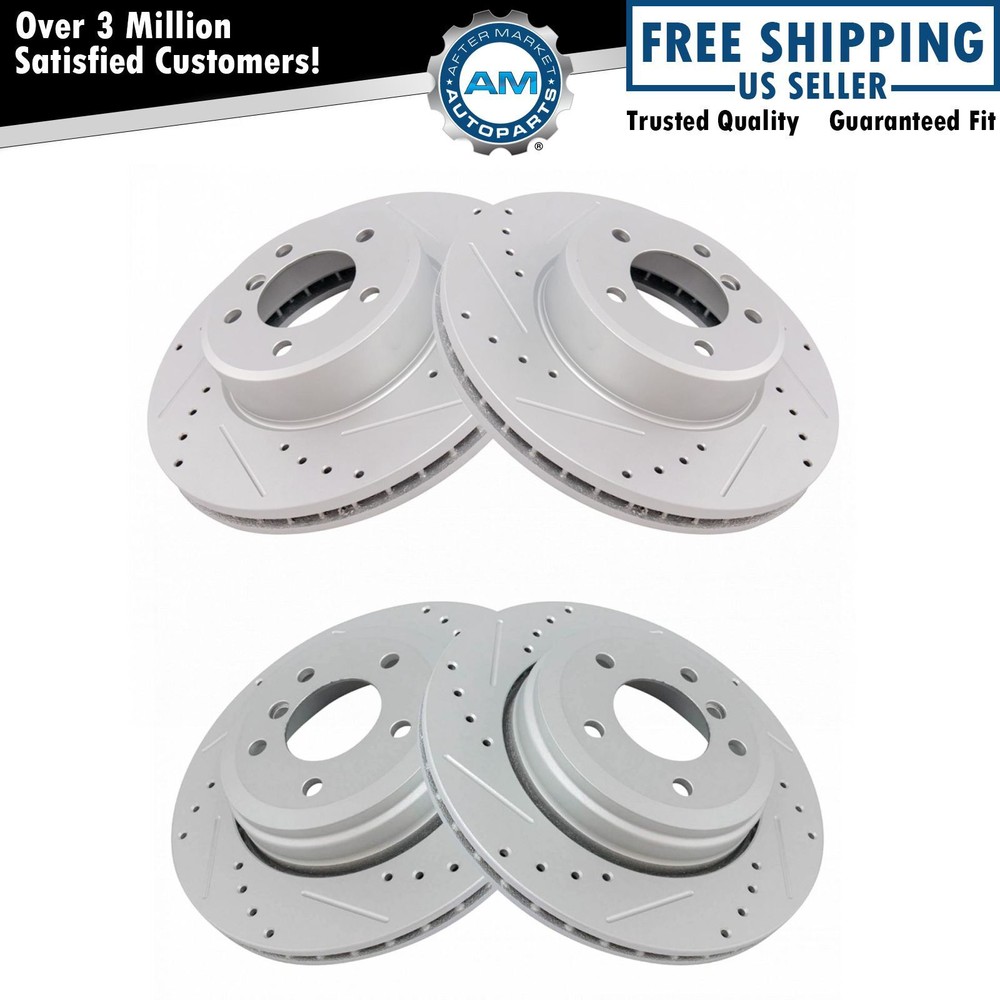 Performance Brake Rotor Drilled Slotted Coated Front & Rear Kit for BMW