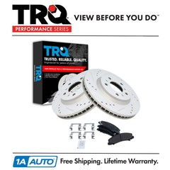 TRQ Front Performance Drilled & Slotted Brake Rotor & Posi Metallic Pad Set