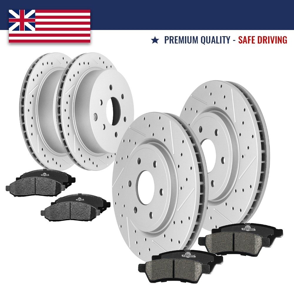 Front Rear Drilled Rotors Brake Pads for Nissan Xterra Frontier Suzuki Equator